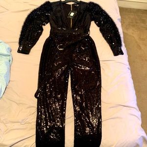 Blk sequin jumpsuit